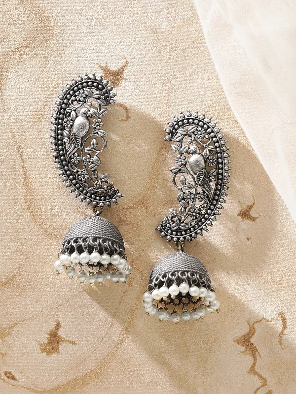 Personalized Jewelry Sale – Unique Gifts At Low Prices Rubans Women Silver-Toned Dome Shaped Jhumkas Earrings Personalized Jewelry Sale – Unique Gifts At Low Prices Rubans Women Silver-Toned Dome Shaped Jhumkas Earrings