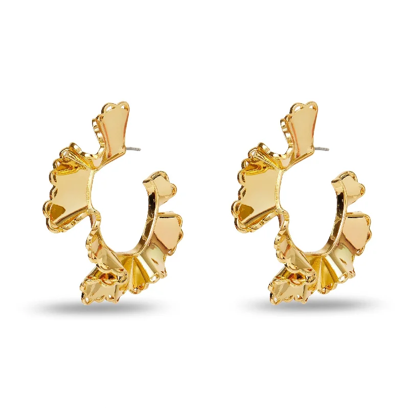 Limited-Stock Jewelry Clearance – Grab Your Favorites Now SCALLOP RUFFLE EDGED HOOP EARRINGS