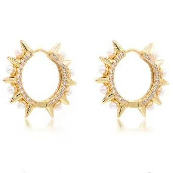 Best Jewelry Deals – Premium Quality At Exclusive Discounts Spiked CZ and Pearl Hoop Earrings