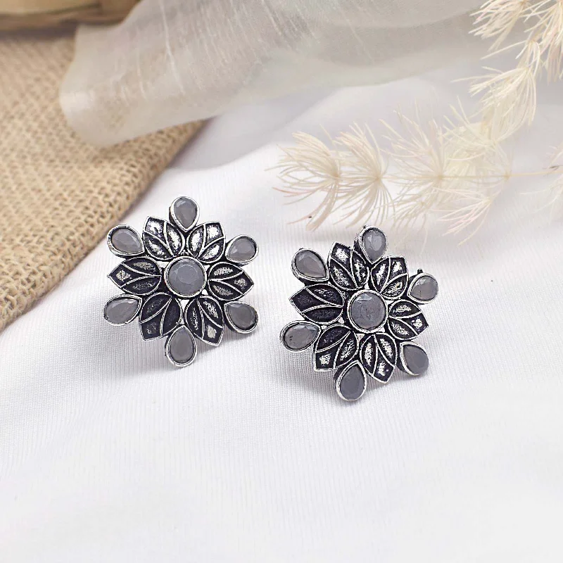 Premium Jewelry Now Available At Special Discounts Teejh Aashini Grey Stone Silver Oxidised Earring Premium Jewelry Now Available At Special Discounts Teejh Aashini Grey Stone Silver Oxidised Earring