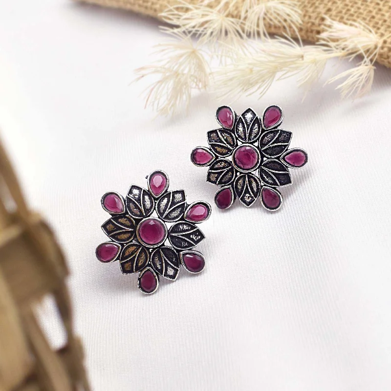 Trending Jewelry Styles Now At Limited-Time Discounts Teejh Aashini Pink Stone Silver Oxidised Earring Trending Jewelry Styles Now At Limited-Time Discounts Teejh Aashini Pink Stone Silver Oxidised Earring