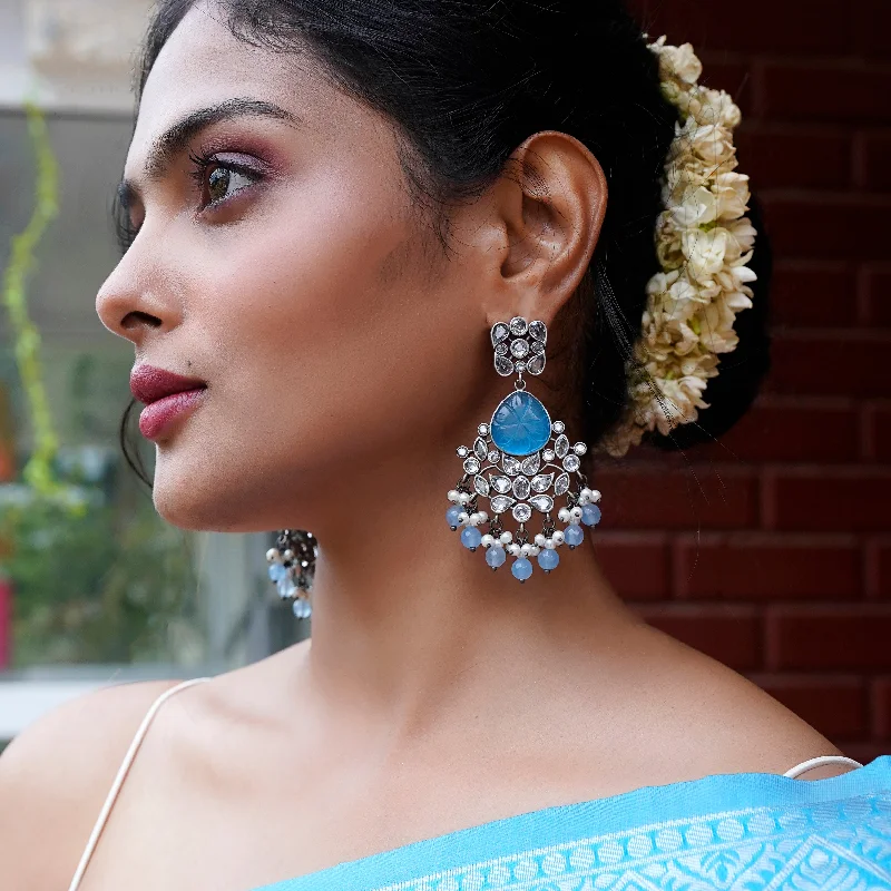 Your Perfect Accessory Now At The Best Price Teejh Anaika Silver Oxidised Blue Stone Earrings Your Perfect Accessory Now At The Best Price Teejh Anaika Silver Oxidised Blue Stone Earrings