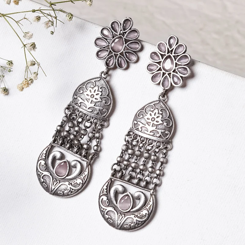 Shop High-Quality Jewelry At Jaw-Dropping Discounts Teejh Bina Floral Pink Silver Oxidised Earrings Shop High-Quality Jewelry At Jaw-Dropping Discounts Teejh Bina Floral Pink Silver Oxidised Earrings