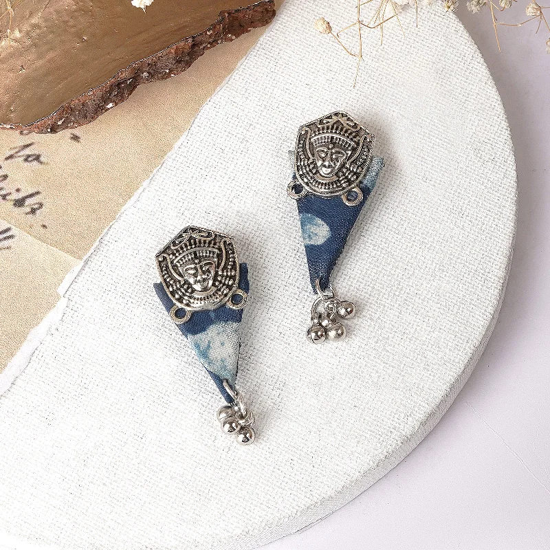 Timeless Elegance At Unbelievable Discounts Teejh Dhryti Indigo Blue Fabric Earring