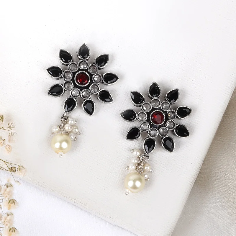 Affordable Gold-Plated Jewelry For Modern Fashion Teejh Eesha Black and Maroon Silver Oxidised Earring Affordable Gold-Plated Jewelry For Modern Fashion Teejh Eesha Black and Maroon Silver Oxidised Earring