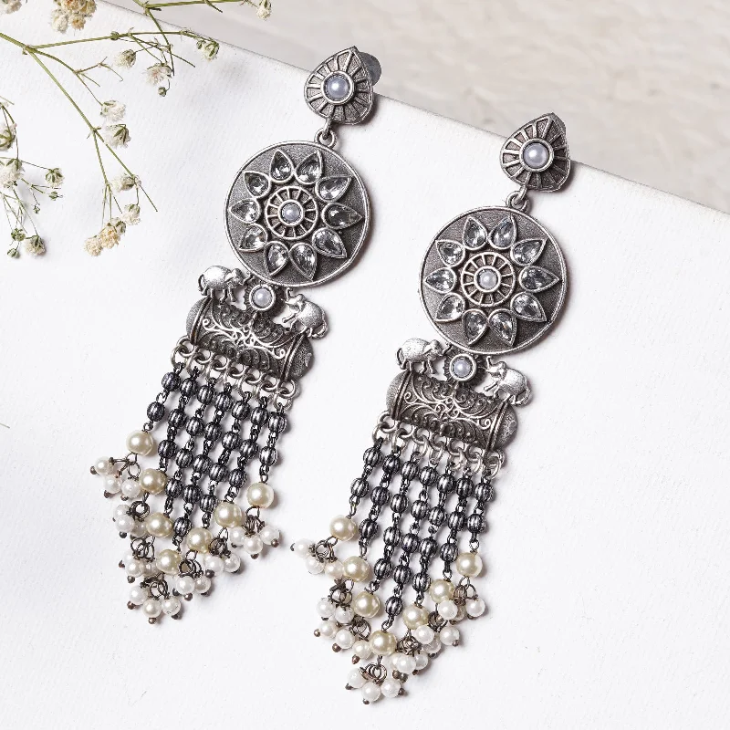 Exclusive Jewelry Sale – Shine For Less Teejh Gahez White Silver Oxidised Earrings
