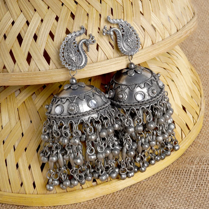 Romantic Heart-Shaped Jewelry For Special Gifts Teejh Hanika Ghungroo Silver Oxidised Earrings Romantic Heart-Shaped Jewelry For Special Gifts Teejh Hanika Ghungroo Silver Oxidised Earrings