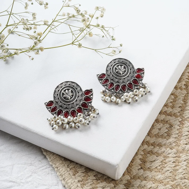 Affordable Luxury Jewelry – Style At A Great Price Teejh Hardika Red Stone Silver Oxidised Earrings Affordable Luxury Jewelry – Style At A Great Price Teejh Hardika Red Stone Silver Oxidised Earrings