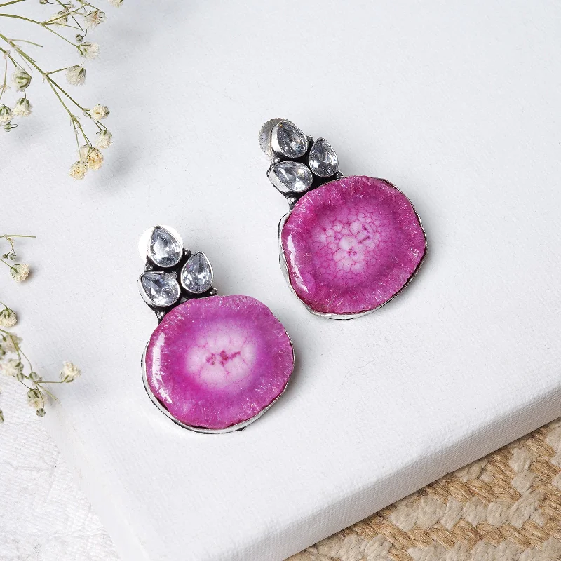 Breathtaking Jewelry, Breathtaking Prices Teejh Harika Magenta Pink Silver Oxidised Earring Breathtaking Jewelry, Breathtaking Prices Teejh Harika Magenta Pink Silver Oxidised Earring