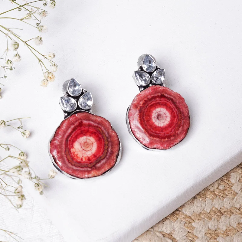 Huge Markdowns On Premium Jewelry Styles Teejh Harika Red Silver Oxidised Earring