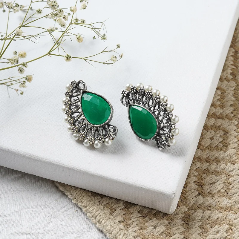 Bold And Beautiful Jewelry Now At Irresistible Prices Teejh Mahir Dark Green Silver Oxidised Earrings Bold And Beautiful Jewelry Now At Irresistible Prices Teejh Mahir Dark Green Silver Oxidised Earrings