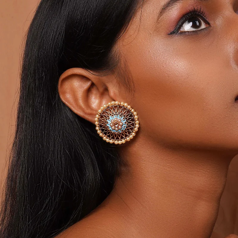 Shop Fine Jewelry With Amazing Deals Teejh Vaani Light Blue Gold Enamel Stud