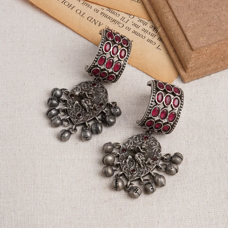 Dazzle In Elegance With Our Biggest Jewelry Sale Teejh Zainaz Silver Oxidised Stone Earring Dazzle In Elegance With Our Biggest Jewelry Sale Teejh Zainaz Silver Oxidised Stone Earring