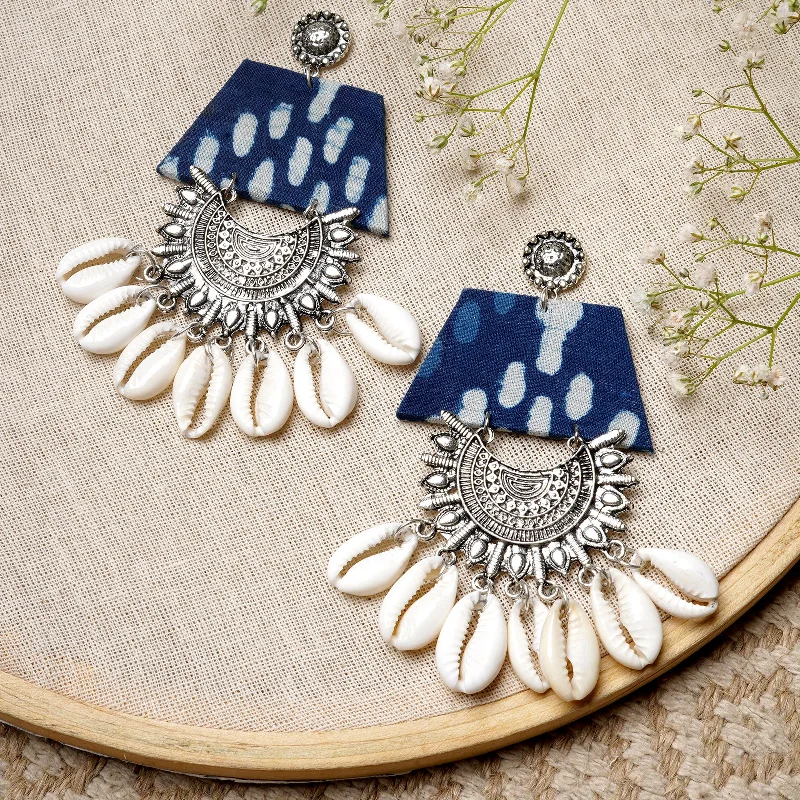 Shop Dazzling Jewelry With Special Promotional Discounts Teejh Zarina Indigo Blue Fabric Earring Shop Dazzling Jewelry With Special Promotional Discounts Teejh Zarina Indigo Blue Fabric Earring