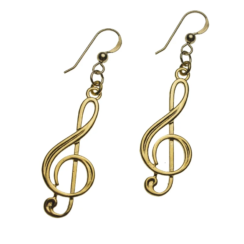 Shop Dazzling Rings, Earrings, And More At Special Discounts Treble Clef Gold-dipped Earrings on French Hooks