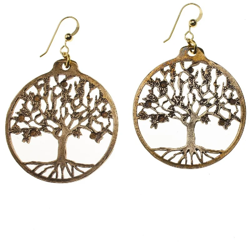 Best-Selling Jewelry Styles Now At Exclusive Discounts Tree of Life Peace Bronze Earrings on French Hooks