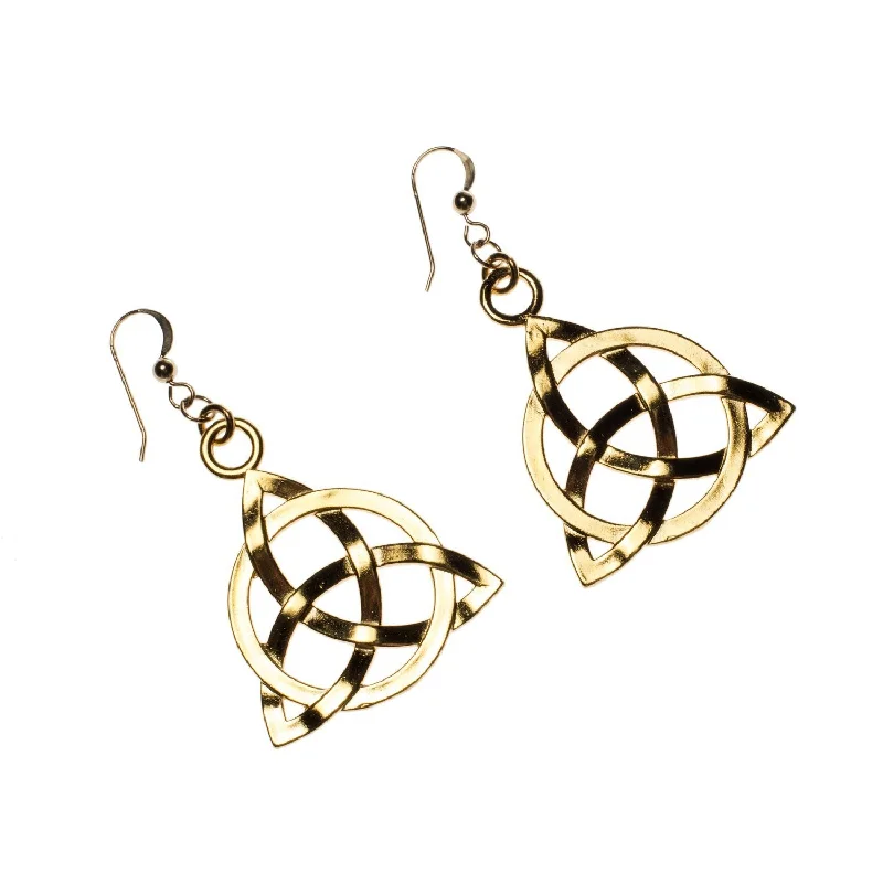 Personalized Jewelry At Special Discount Rates Triquetra Trinity Knot Gold-dipped Earrings on French Hooks