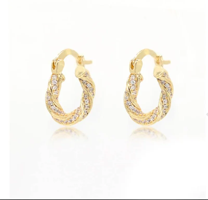 Exclusive Online Jewelry Sale – Don't Wait Twist CZ Texture Huggie Hoop Earrings