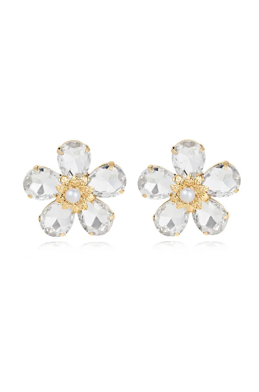 Elegant Rose Gold Jewelry For A Stylish Touch Vintage Pearl and Crystal Flower Stud Earrings Elegant Rose Gold Jewelry For A Stylish Touch Vintage Pearl and Crystal Flower Stud Earrings