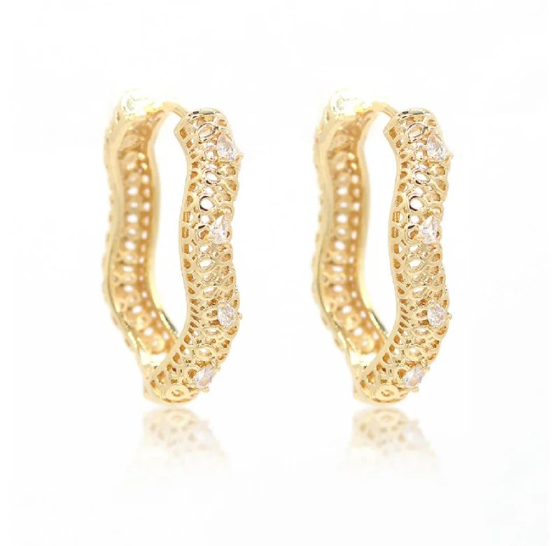 Unmissable Jewelry Clearance – Final Reductions Wavy Gold Cz Hoop earrings