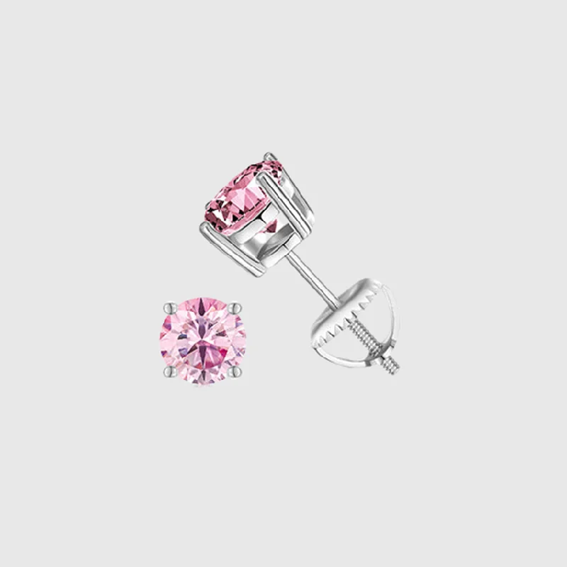 Exclusive Online Jewelry Sale – Don't Wait PINK VVS ROUND 1CT EARRINGS   - White Gold Vermeil