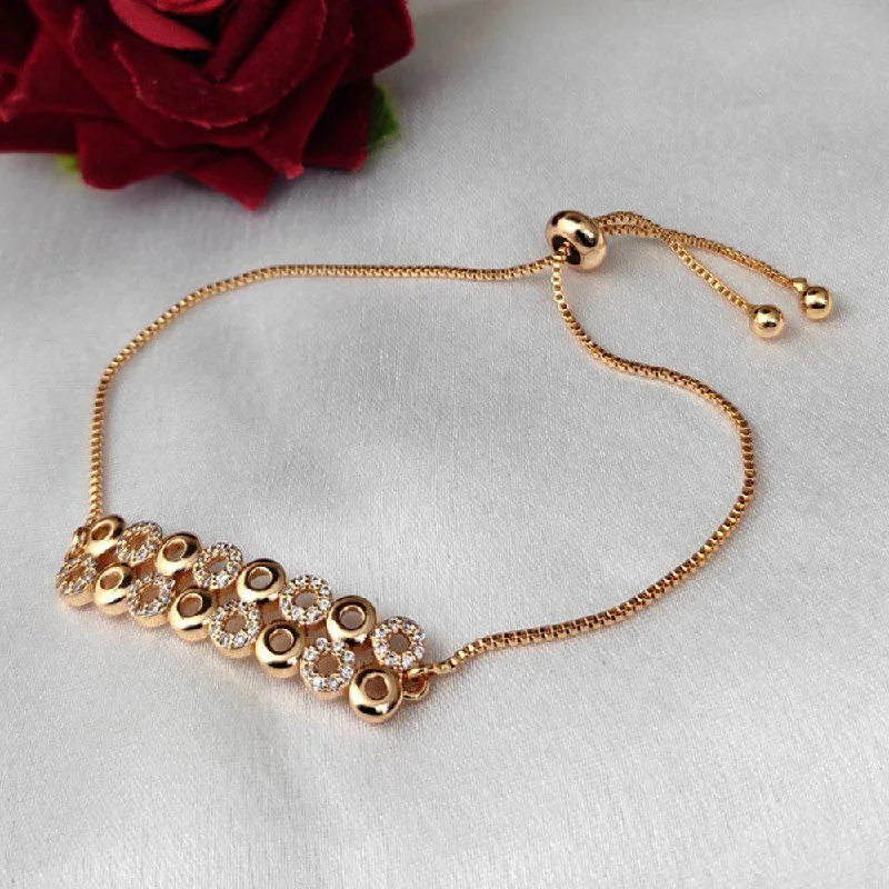 Dainty And Elegant Jewelry Now At Reduced Prices Aamrapali Rose Gold Plated AD Adjustable Bracelet Dainty And Elegant Jewelry Now At Reduced Prices Aamrapali Rose Gold Plated AD Adjustable Bracelet