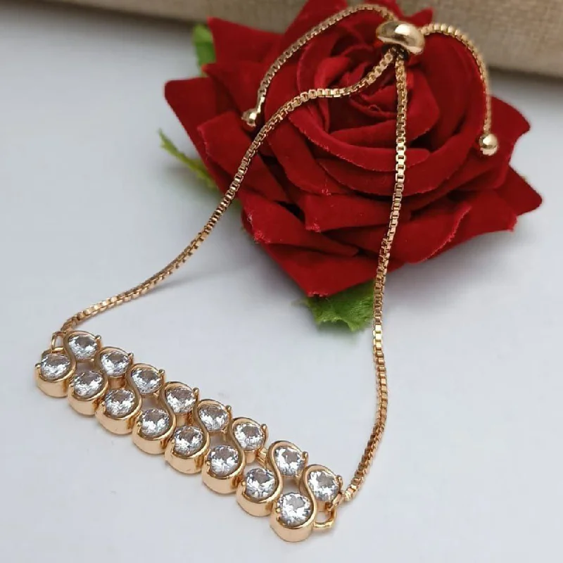 Huge Savings On Premium Jewelry Styles Aamrapali Rose Gold Plated AD Adjustable Bracelet Huge Savings On Premium Jewelry Styles Aamrapali Rose Gold Plated AD Adjustable Bracelet