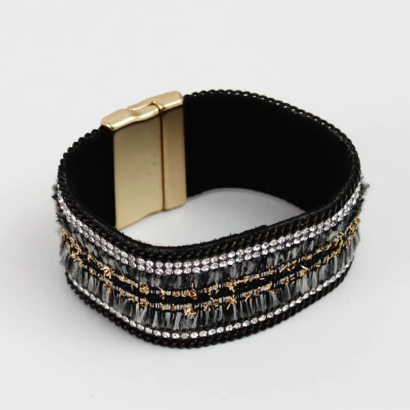 Special Jewelry Deals – Upgrade Your Collection Black Leather Statement Bracelet by Sylca Special Jewelry Deals – Upgrade Your Collection Black Leather Statement Bracelet by Sylca