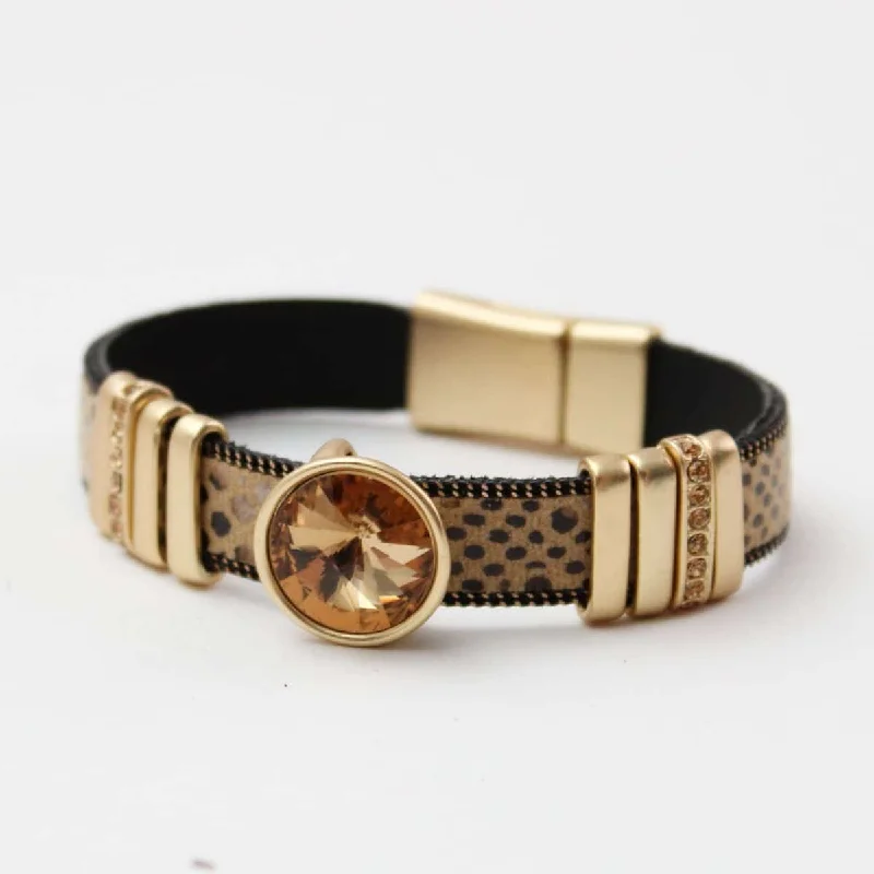 Flash Sale On Stunning Jewelry – Don't Miss Out Bronze Gem Leather Bracelet by Sylca