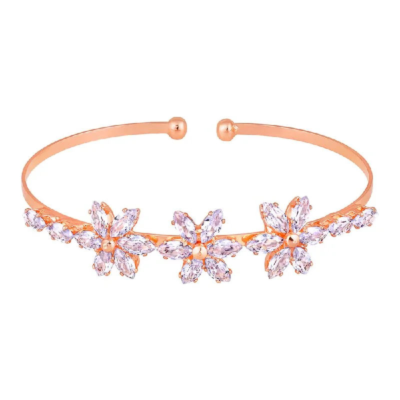 Get The Best Deals On Timeless Jewelry Pieces Mahi Rosegold Plated Floral Design White Cubic Zriconia CZ Studded Adjustable Kada / Bracelet for Women (BR1101048ZWhi) Get The Best Deals On Timeless Jewelry Pieces Mahi Rosegold Plated Floral Design White Cubic Zriconia CZ Studded Adjustable Kada / Bracelet for Women (BR1101048ZWhi)
