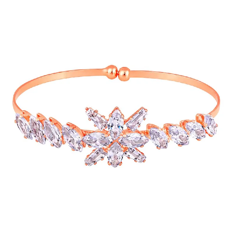 Shop Elegant Jewelry At Unbeatable Prices Mahi Rosegold Plated Floral Design White Cubic Zriconia CZ Studded Adjustable Kada / Bracelet for Women (BR1101050ZWhi) Shop Elegant Jewelry At Unbeatable Prices Mahi Rosegold Plated Floral Design White Cubic Zriconia CZ Studded Adjustable Kada / Bracelet for Women (BR1101050ZWhi)