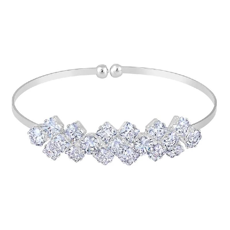 Luxury Jewelry Now At Special Promotional Rates Mahi Rhodium Plated Floral Design White Cubic Zriconia CZ Studded Adjustable Kada / Bracelet for Women (BR1101049RWhi) Luxury Jewelry Now At Special Promotional Rates Mahi Rhodium Plated Floral Design White Cubic Zriconia CZ Studded Adjustable Kada / Bracelet for Women (BR1101049RWhi)