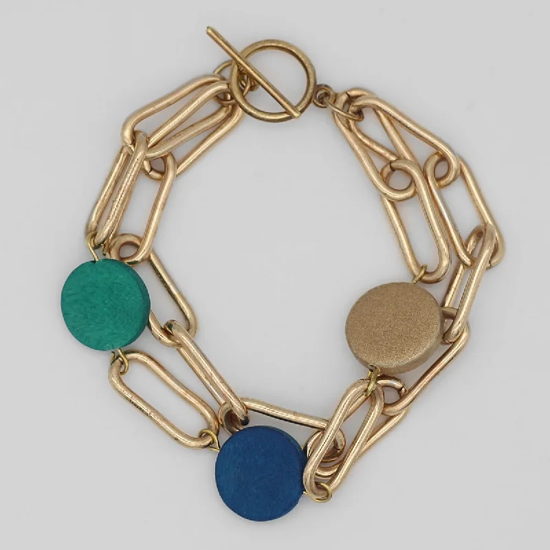 Customized Silver Jewelry For Unique Style Multi Color Double Layer Mixed Media Bracelet