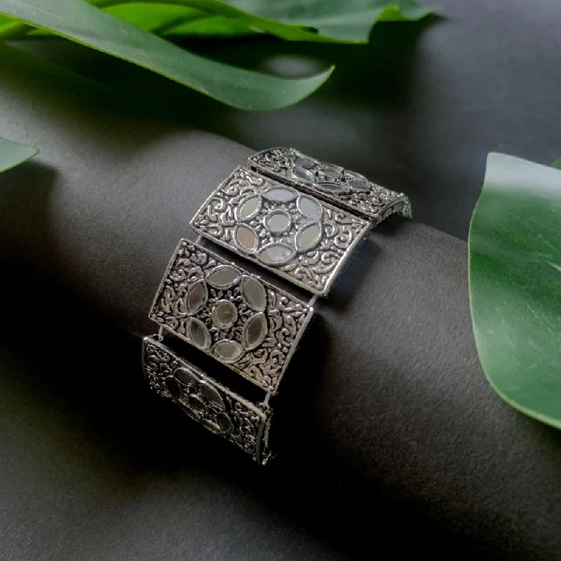 Upgrade Your Collection With Our Limited-Time Jewelry Sale Etnico Silver Oxidised Afghani Traditional Mirror Work Stretch Bracelet For Women (ADB502OX) Upgrade Your Collection With Our Limited-Time Jewelry Sale Etnico Silver Oxidised Afghani Traditional Mirror Work Stretch Bracelet For Women (ADB502OX)