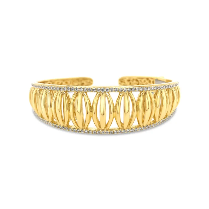 Elegant Jewelry Styles At Budget-Friendly Prices Gold and Diamond Domed Birdcage Cuff Elegant Jewelry Styles At Budget-Friendly Prices Gold and Diamond Domed Birdcage Cuff
