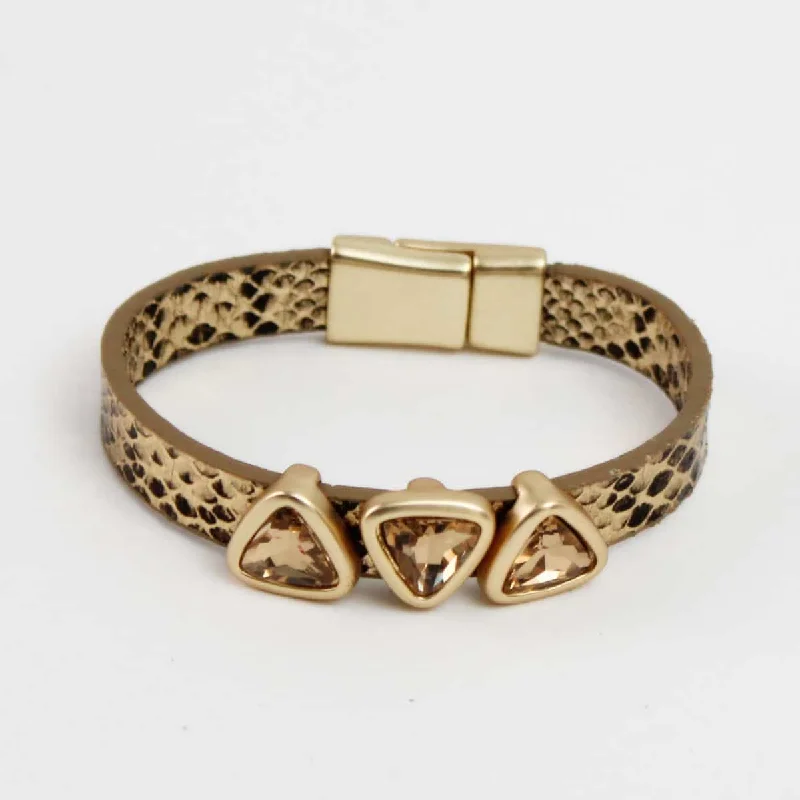 Discounted Jewelry For A Glamorous Look Handcrafted Gold Leather Bracelet by Sylca