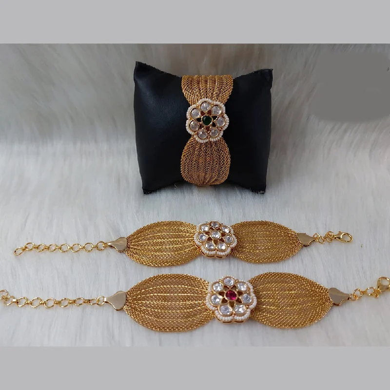 Limited-Stock Jewelry Sale – Once It's Gone, It's Gone JewelTreeTz Gold Plated Uncut Polki Kundan Bracelet Limited-Stock Jewelry Sale – Once It's Gone, It's Gone JewelTreeTz Gold Plated Uncut Polki Kundan Bracelet