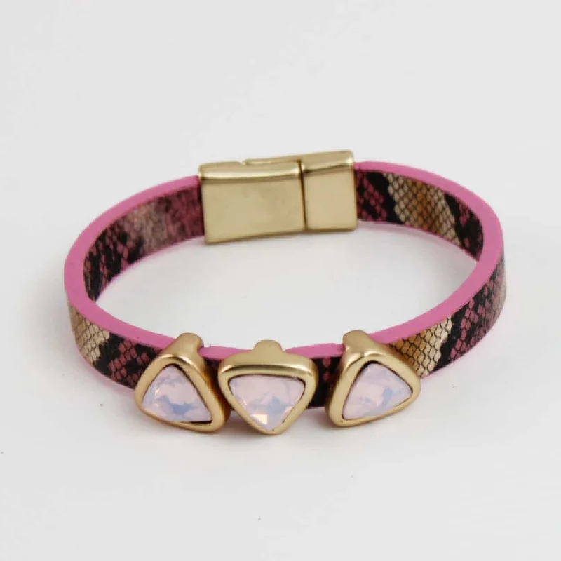 Grab Your Favorite Jewelry At The Lowest Prices Pink Triangle Leather Bracelet by Sylca Grab Your Favorite Jewelry At The Lowest Prices Pink Triangle Leather Bracelet by Sylca