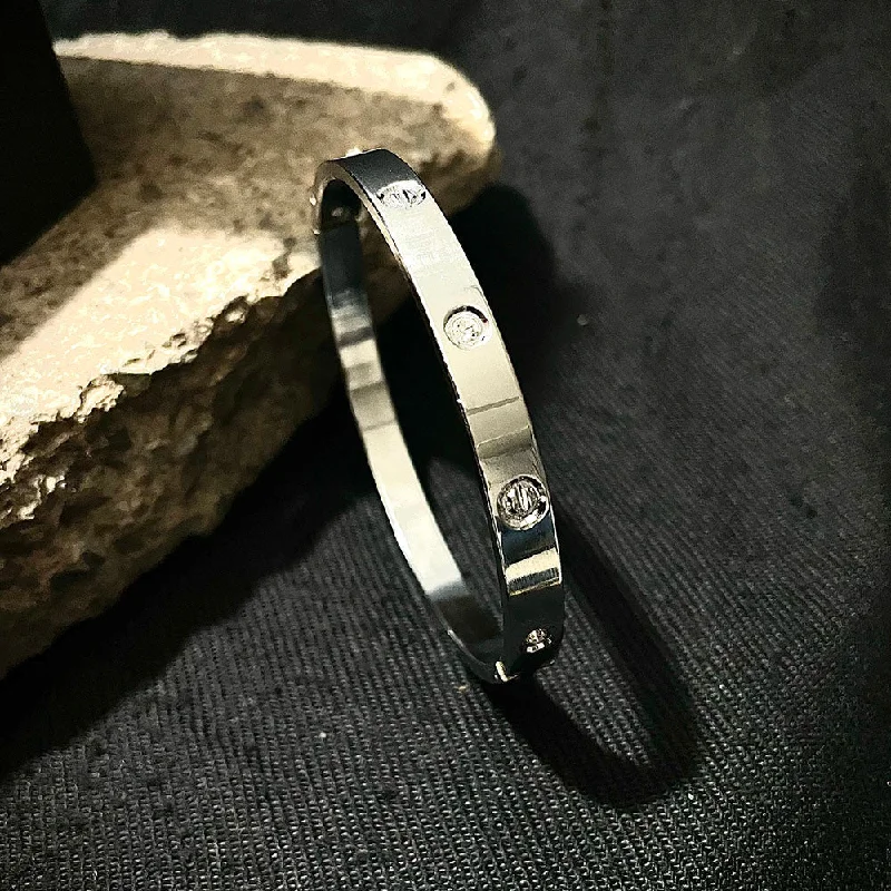 Premium Diamond Jewelry For Unforgettable Moments Subhag Alankar Chuny Silver Stainless Steel Plated Cartier Inspired Bracelet For Men's Premium Diamond Jewelry For Unforgettable Moments Subhag Alankar Chuny Silver Stainless Steel Plated Cartier Inspired Bracelet For Men's