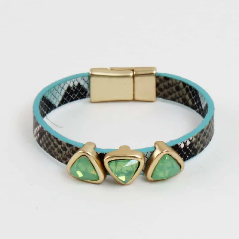 Exclusive Jewelry Offers – Sparkle For Less Turquoise Triangle Leather Bracelet by Sylca Exclusive Jewelry Offers – Sparkle For Less Turquoise Triangle Leather Bracelet by Sylca