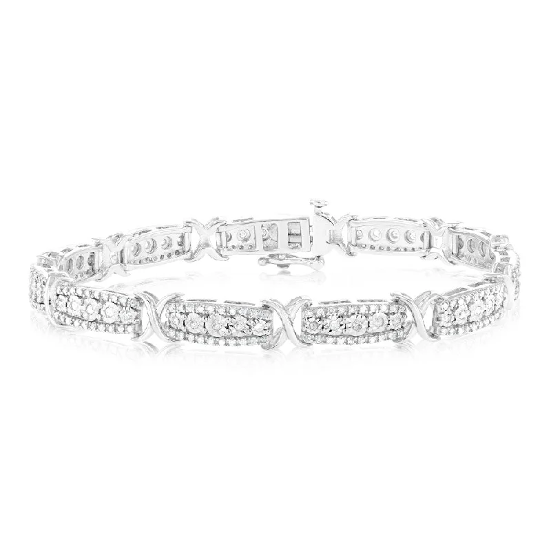 Exclusive Jewelry Sale – Grab Timeless Pieces Now 0.95 Carat Diamond Fancy Bracelet in Sterling Silver