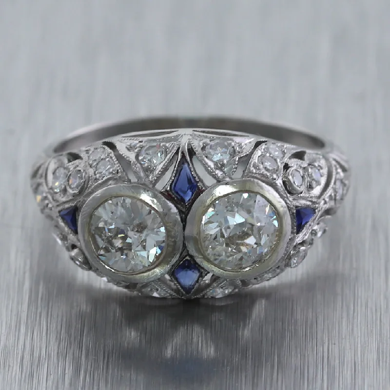 Shine Without Limits – Jewelry Sale Happening Now 1920's Antique Art Deco Platinum 1.51ctw Diamond & Sapphire Ring Shine Without Limits – Jewelry Sale Happening Now 1920's Antique Art Deco Platinum 1.51ctw Diamond & Sapphire Ring