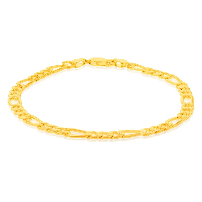 Premium Diamond Jewelry At Once-In-A-Lifetime Discounts 9ct Yellow Gold Silverfilled 115Gauge 1:3 Figaro 21cm Bracelet