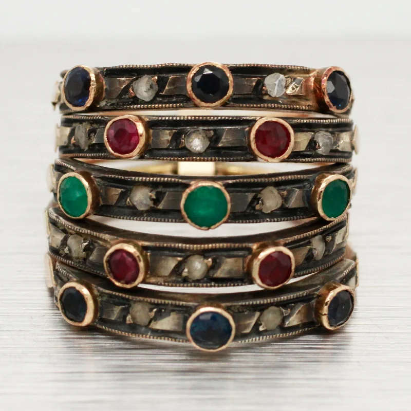Limited-Time Jewelry Discounts – Shine Without The Splurge Antique Art Nouveau Ruby Sapphire & Emerald Harem Ring | 14k Yellow Gold Limited-Time Jewelry Discounts – Shine Without The Splurge Antique Art Nouveau Ruby Sapphire & Emerald Harem Ring | 14k Yellow Gold