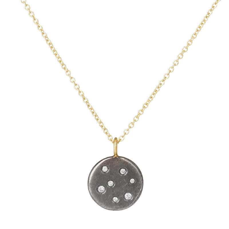 Dazzle In Elegance With Our Biggest Jewelry Sale Black + Gold Disc Necklace - 18ky, Oxidized Silver + VS Diamonds Dazzle In Elegance With Our Biggest Jewelry Sale Black + Gold Disc Necklace - 18ky, Oxidized Silver + VS Diamonds