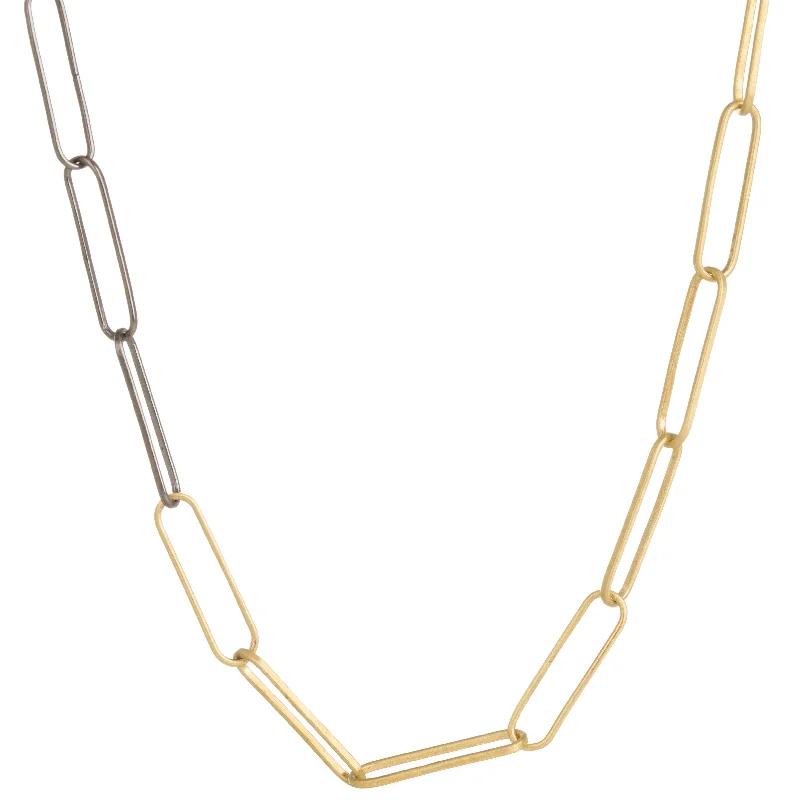 Affordable Glamour – Premium Jewelry For Less Black + Gold Luxe Chain Necklace - 18ky + Oxidized Silver Affordable Glamour – Premium Jewelry For Less Black + Gold Luxe Chain Necklace - 18ky + Oxidized Silver