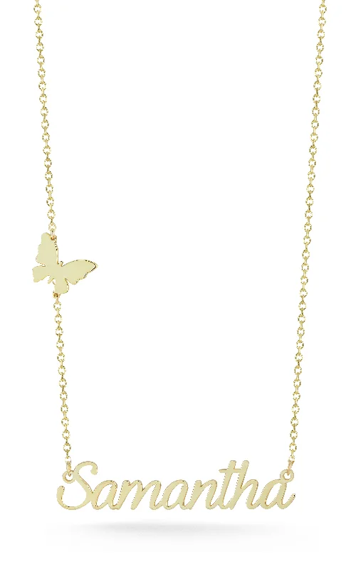High-End Jewelry, Now More Affordable Than Ever Butterfly Script Nameplate Necklace High-End Jewelry, Now More Affordable Than Ever Butterfly Script Nameplate Necklace