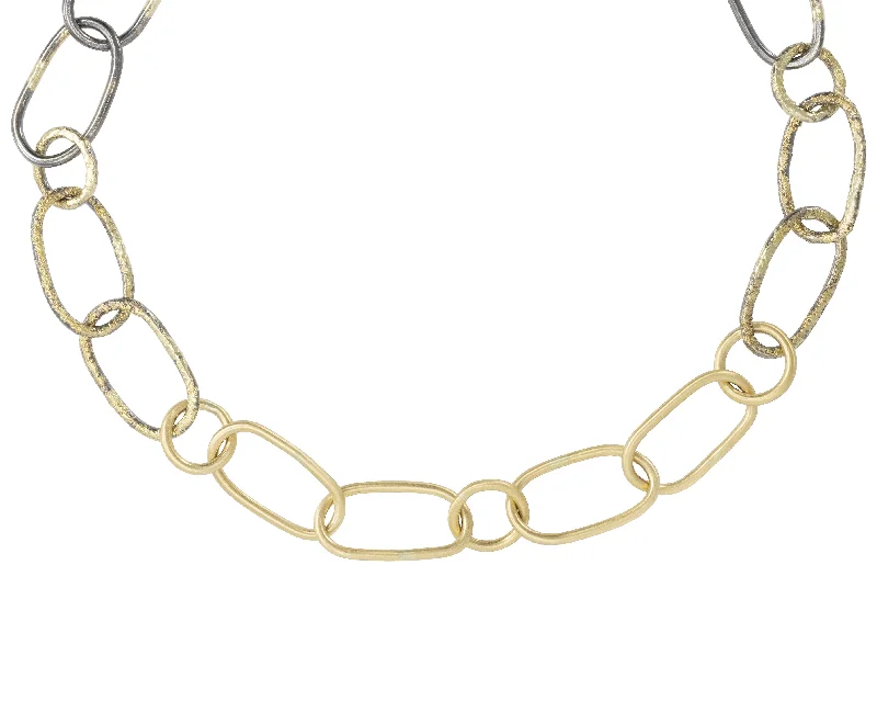 Stunning Jewelry At A Fraction Of The Price Carabiner Chain Necklace - 22ky, 18ky + Oxidized Silver Stunning Jewelry At A Fraction Of The Price Carabiner Chain Necklace - 22ky, 18ky + Oxidized Silver
