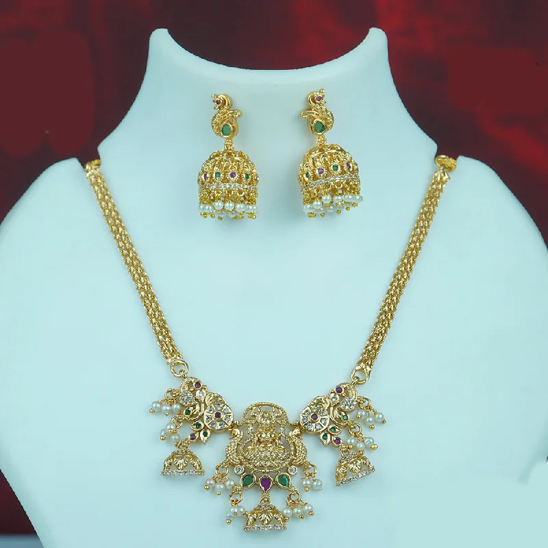 Jewelry Clearance Sale – Final Reductions Diksha Collection Gold Plated Austrian Stone Temple Necklace Set