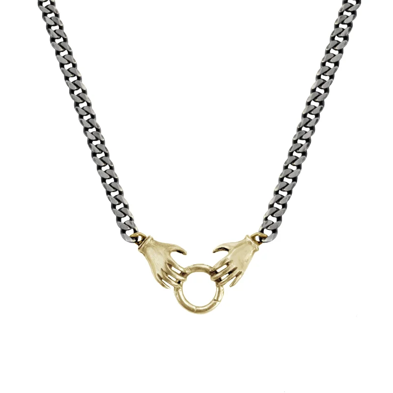 Shop Stylish Jewelry Now And Save Big Double Hand Charm Holder - 14ky + Oxidized Silver Shop Stylish Jewelry Now And Save Big Double Hand Charm Holder - 14ky + Oxidized Silver